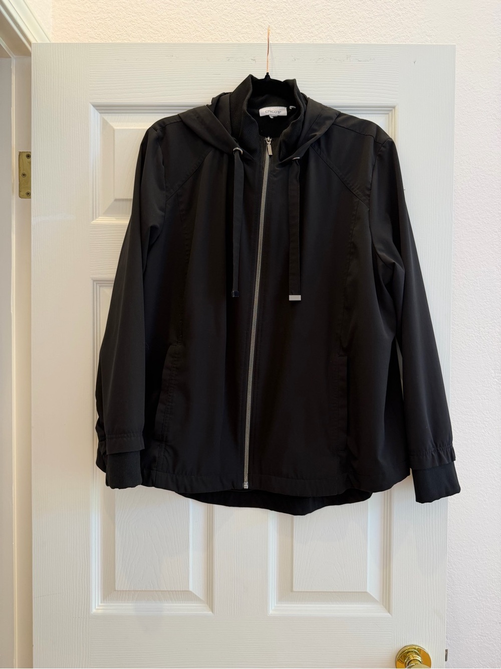 Chicos Black Hooded Zip Jacket - Women